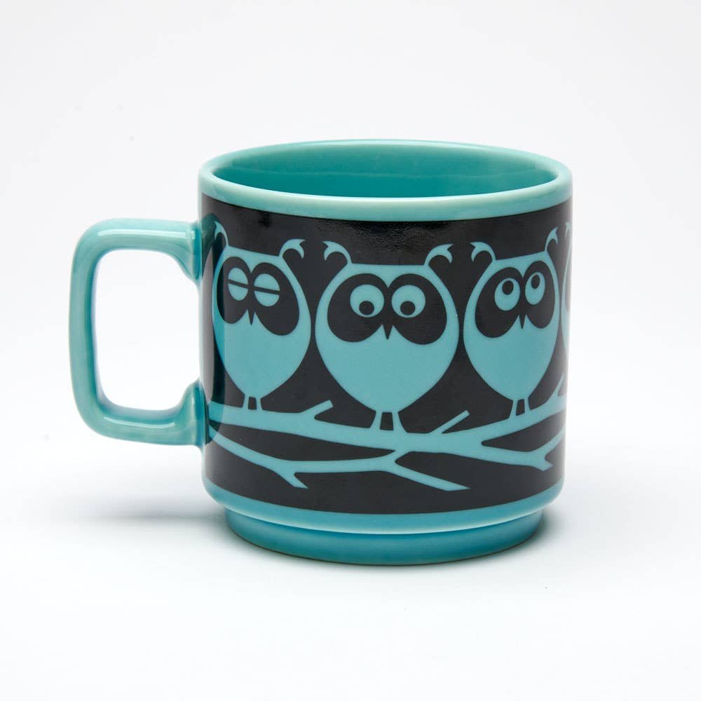 Magpie x Hornsea Mug Owls on Branch Teal
