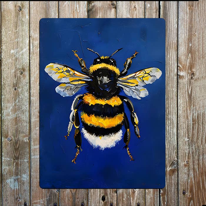 Vibrant Bumblebee Metal Sign Plaque