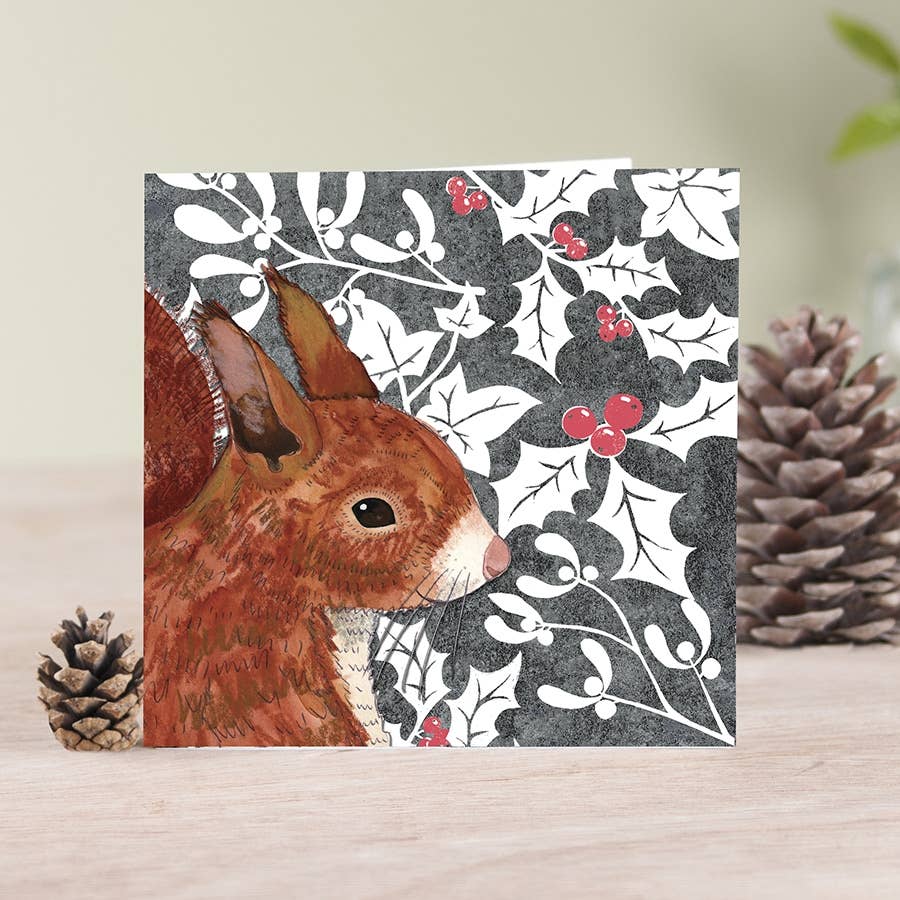Wild wood red squirrel card