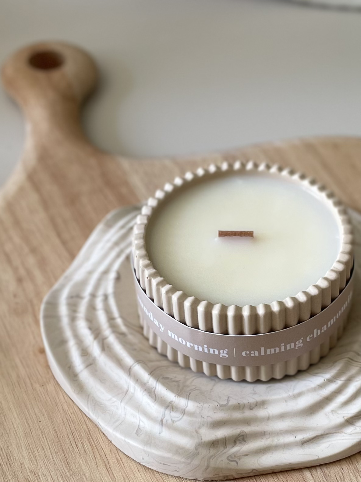 Luxury Chamomile Scented Soy Wax Candle | Sunday Mornings | Scandi Inspired