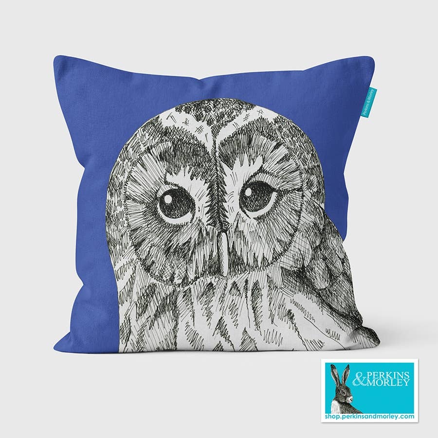 Animal Ink Owl Cushion | Owl Design | Perkins & Morley