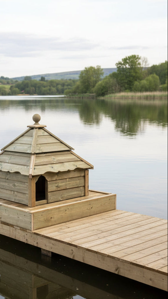 Large Square Floating Duck House | Pagoda Inspired Design