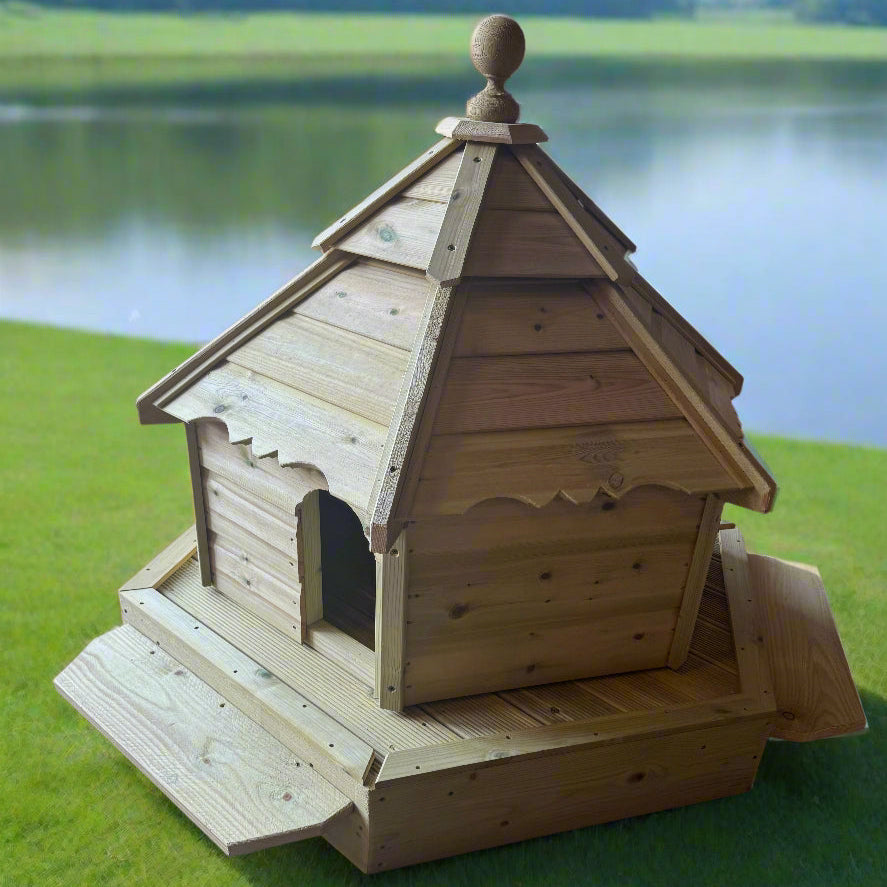 VA Medium Hexagonal Floating Duck House | Pagoda Inspired Design