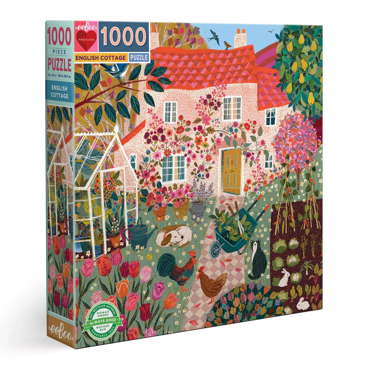 English Cottage | 1000 Piece Jigsaw Puzzle | eeBoo | Piece & Love