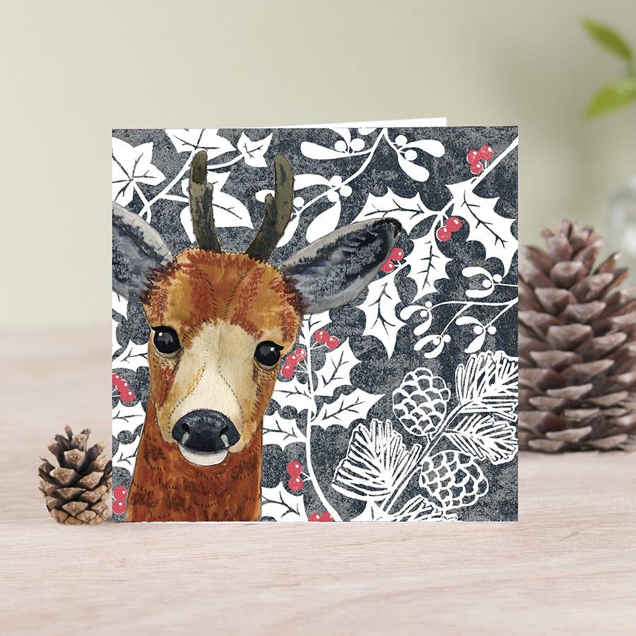 Wild wood roe deer card