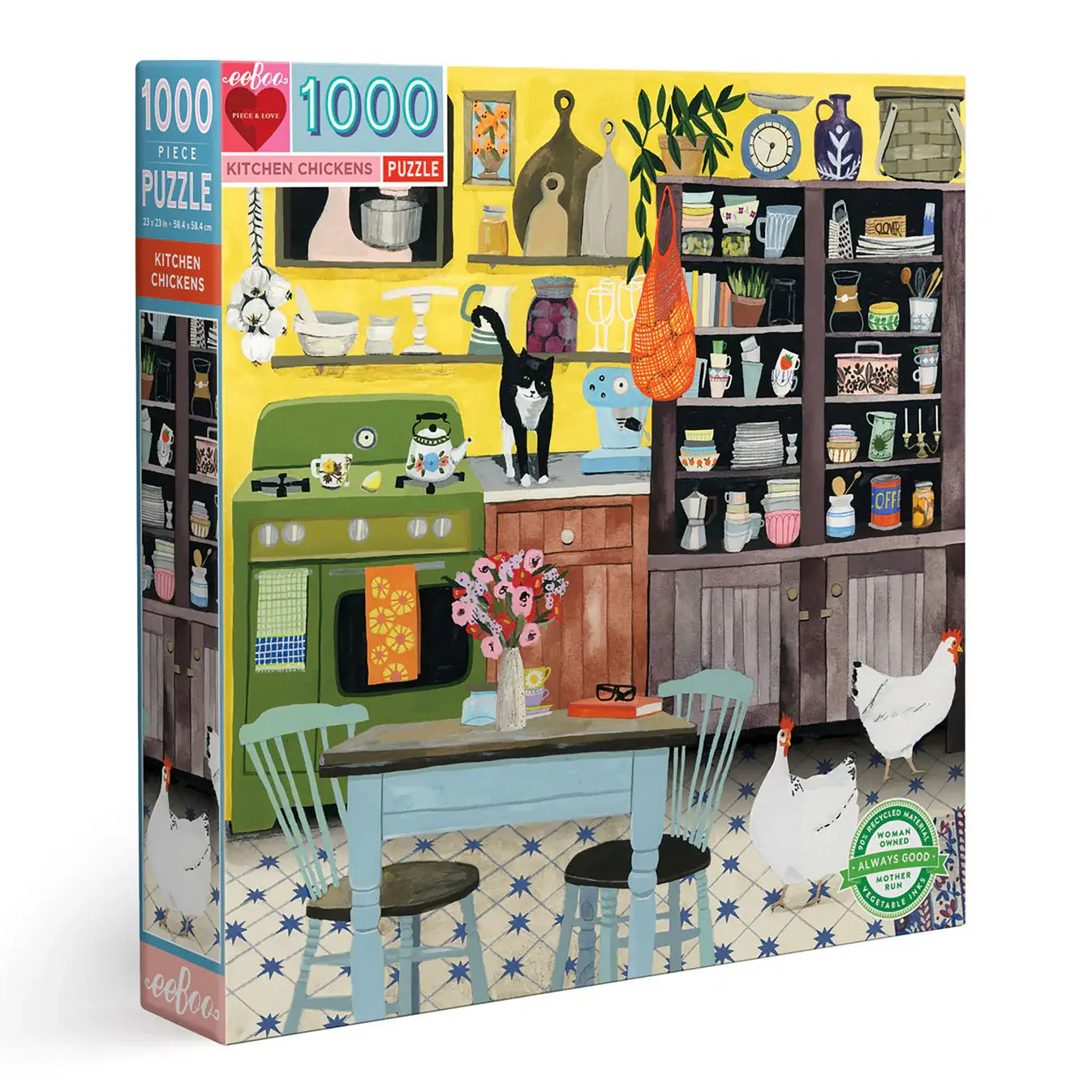 Eeboo | Kitchen Chickens 1000 pc Sq Puzzle
