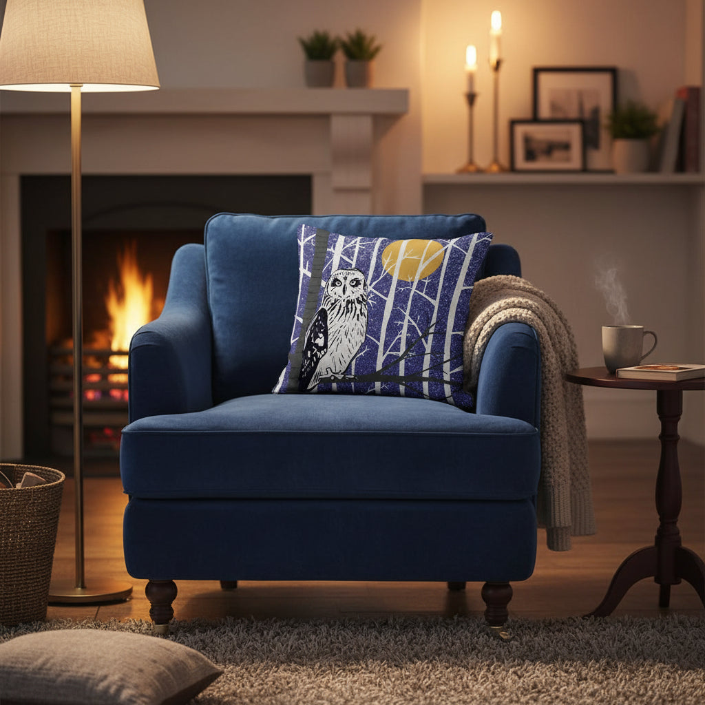 Wilder Owl Cushion Purple | Perkins & Morley