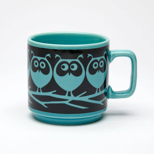 Magpie x Hornsea Mug Owls on Branch Teal