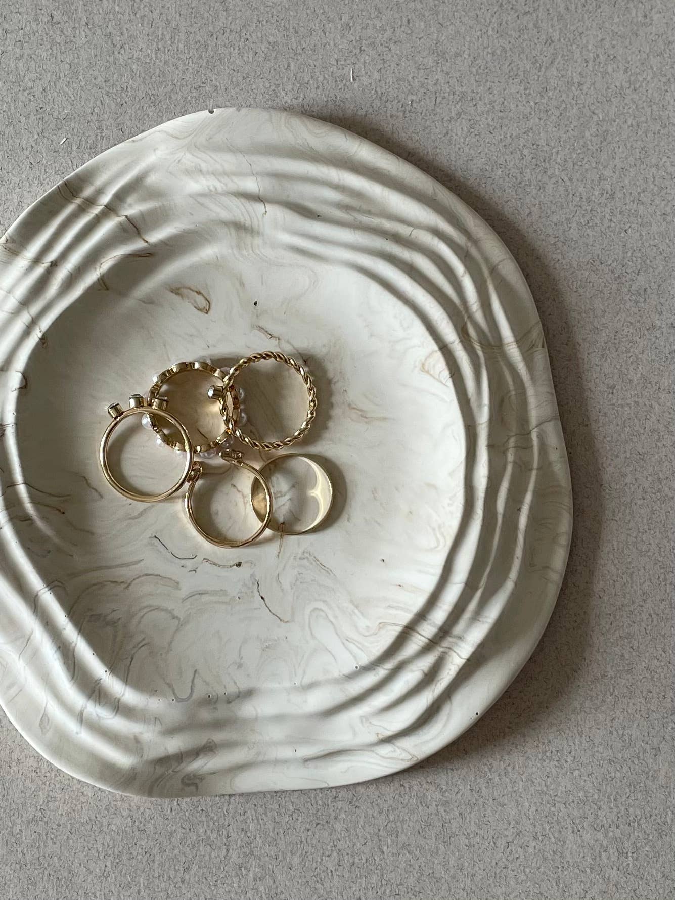 Ripple Marbled Candle Tray | Neutral Home Decor | Jewellery Tray