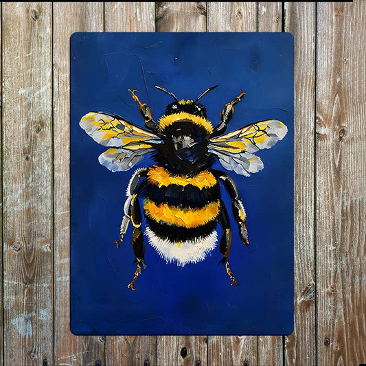 Vibrant Bumblebee Metal Sign Plaque