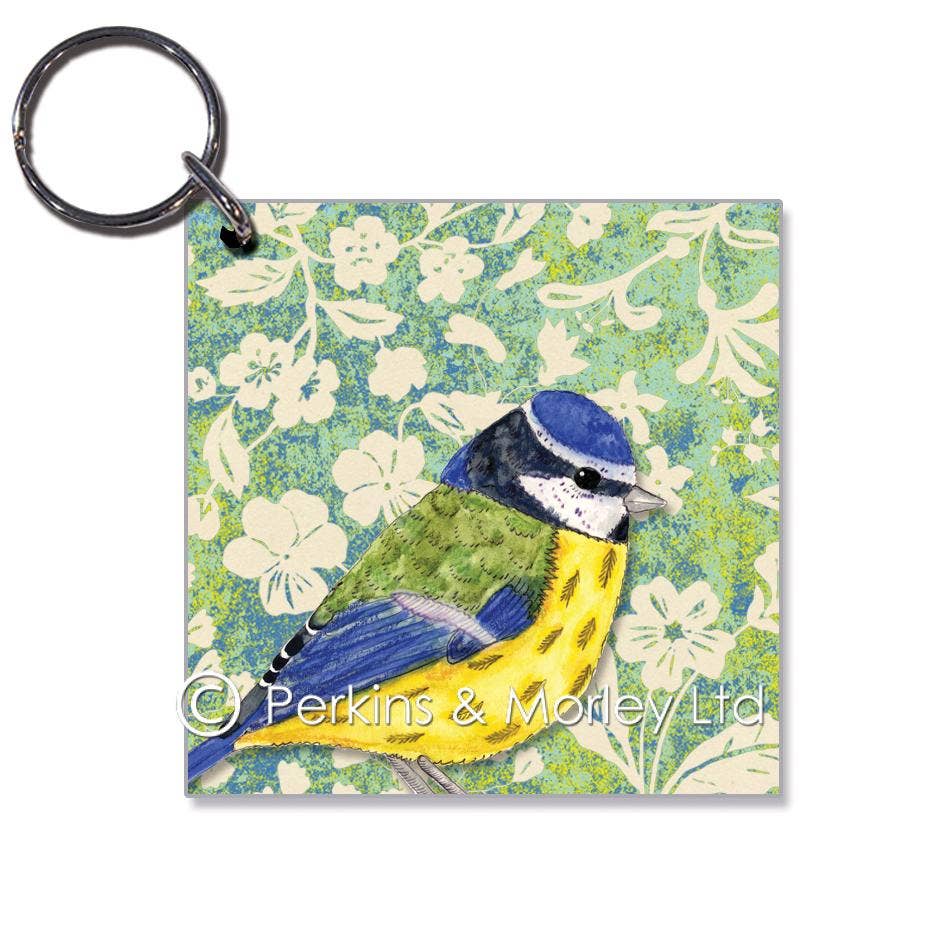 Wild wood blue tit keyring