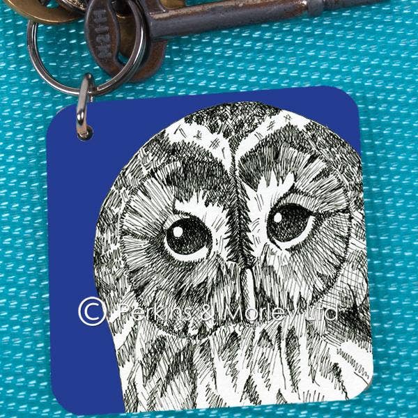 Owl wooden keyring
