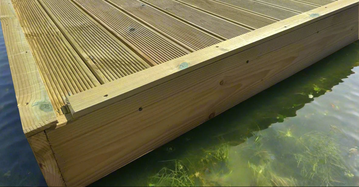 Side view of a floating platform for ducks, swans and waterfowl