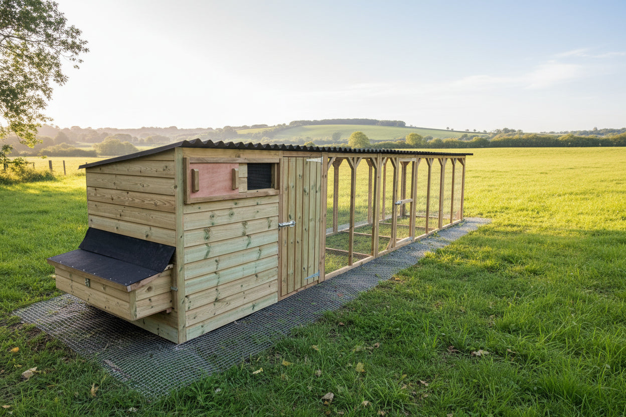Vyse Arks Poultry Lodge with Extra Large Run | 22ft x 4ft