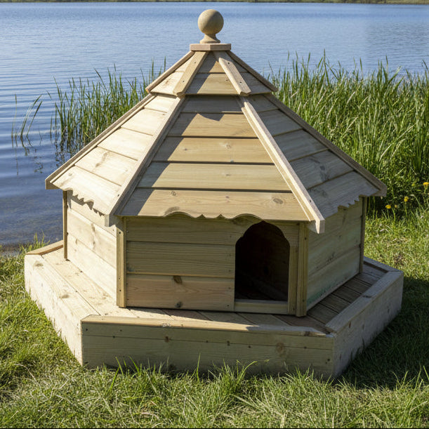 VA Large Hexagonal Floating Duck House | Pagoda Inspired Design
