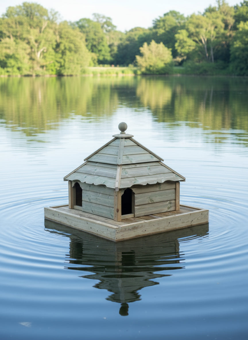 Large Square Floating Duck House | Pagoda Inspired Design