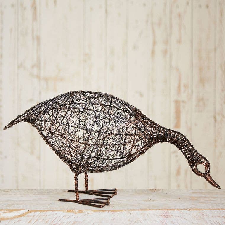 Handmade Drinking Duck Wire Garden Ornament