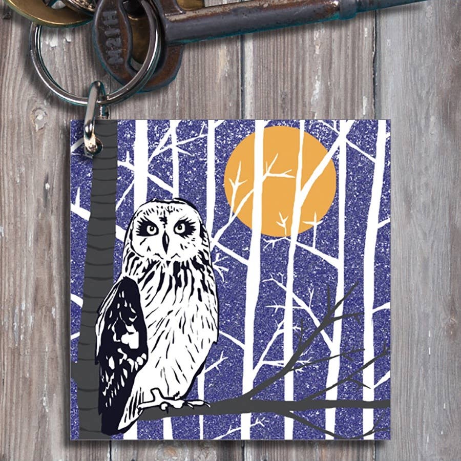 Owl purple keyring