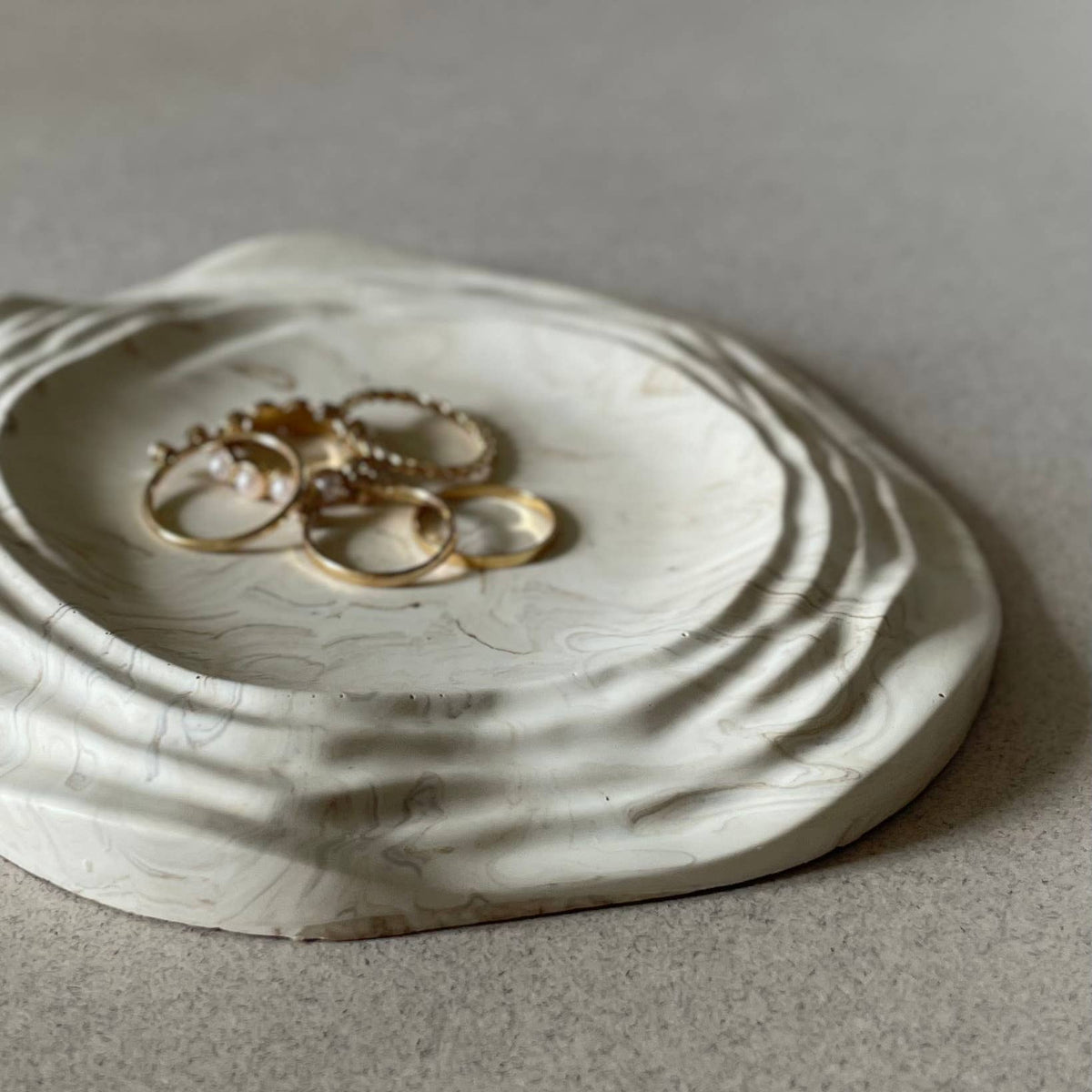 Ripple Marbled Candle Tray | Neutral Home Decor | Jewellery Tray